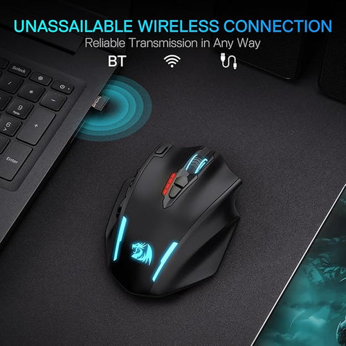 Redragon M913 MAX Wireless Gaming Mouse, 26000 DPI MMO Optical Mouse with 16 Programmable Buttons, BT & 2.4G Wireless, Software Supports DIY Keybinds