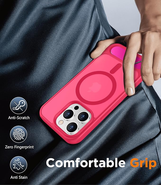 Magnetic Compatible with iPhone 13 Pro Max Case, [Built-in Invisible Kickstand][Compatible with MagSafe][Military Grade Shockproof] Slim Translucent Matte Phone Case for iPhone 13 Pro Max 6.7"