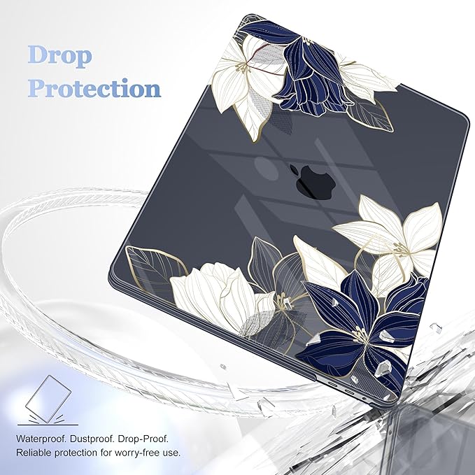 May Chen for MacBook Pro 16 inch A2141 2020 2019 Release, Screen Protector & Keyboard Cover Plastic Soft-Touch Case for MacBook Pro 16-inch with Touch Bar & Touch ID - Elegant Flower