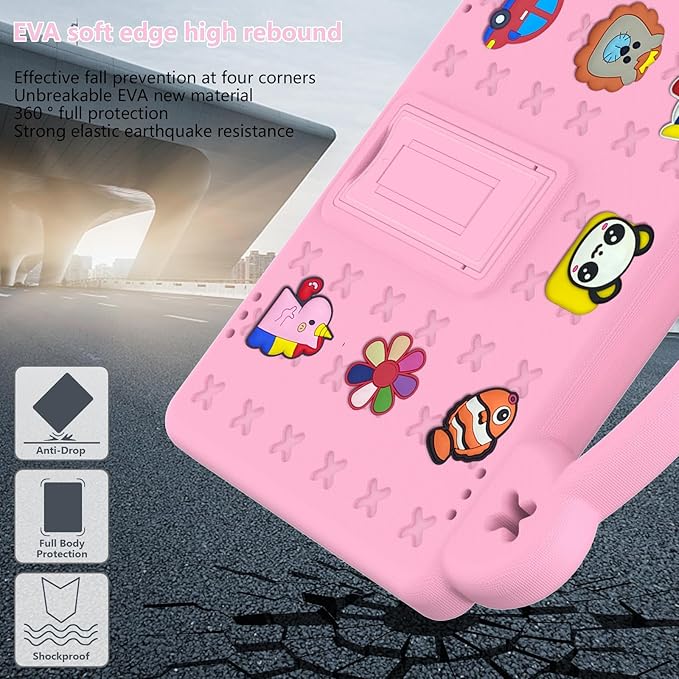 AKABEILA Compatible with ONN 10.1(GEN3) 2022(1000071485)/Fire HD 10 Plus(2021/2023)/Amazon Fire HD 10(2021/2023) Tablet Case, Kids Case with Shoulder Strap & Stand Handle for Girl Kid Gift Pink