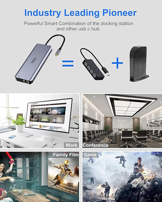 USB C Docking Station Dual Monitor,USB C to HDMI Adapter,Type C Hub Multiport Adapter with Displayport,100WPD USB3.0,SD/microSD,Ethernet,3.5mm Audio,Laptop Docking Station for Dell/Hp/XPS/Surface.etc