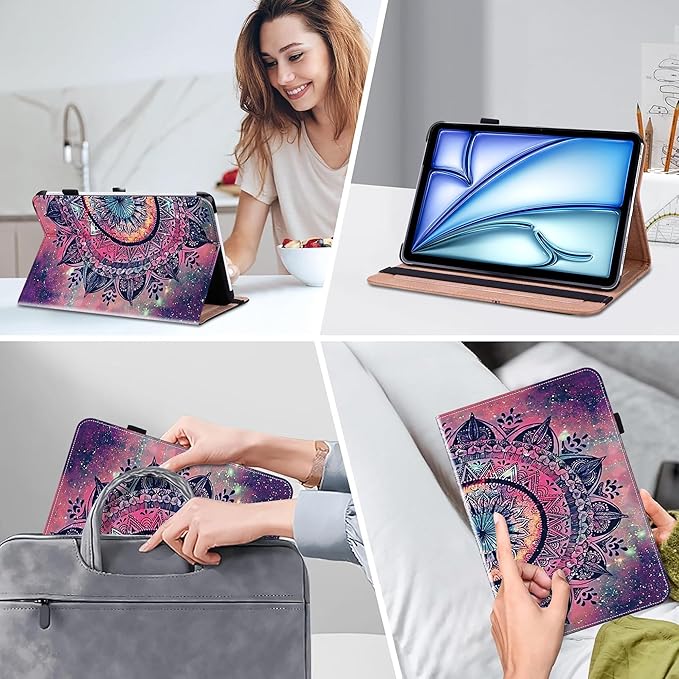 Compatible with iPad Air 11 Inch Case 8th/7th/6th Generation (M4/M3/M2) 2026/2025/2024, for iPad Air 5th/4th Generation Case 10.9 Inch 2022/2020 with Pencil Holder & Card Slots - Mandala