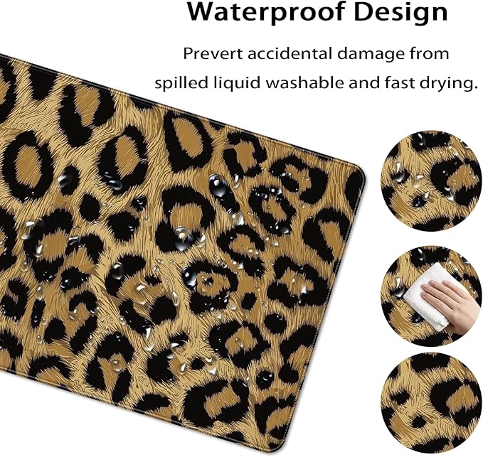 35.4 x 15.7 in, XXL Large Mouse Pad for Desk, Extended Keyboard Mouse Mat for Computer Office, Big Mouse pad with Stitched Edges, Gaming Pc-Leopard Print Classic