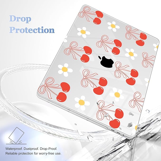 May Chen for MacBook Pro 16 inch A2141 2020 2019 Release, Screen Protector & Keyboard Cover Plastic Soft-Touch Case for MacBook Pro 16-inch with Touch Bar & Touch ID - Red Cherry Bow