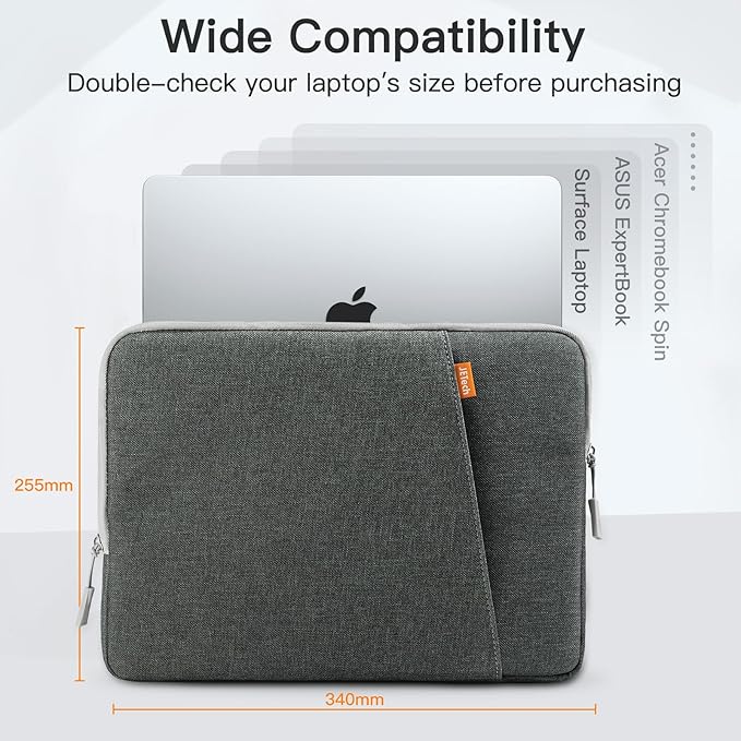 JETech Laptop Sleeve for 13-14Inch MacBook Neo (A18 Pro), MacBook Air/Pro (M1-M5) 2020-2026, 13-13.6 Inch Notebook, Waterproof Shock Resistant Bag Case with Accessory Pocket (Grey)