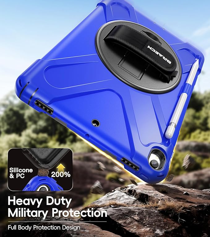 BRAECN Case for iPad Air 3rd Generation 2019 / iPad Pro 10.5 inch 2017, Rugged Heavy Duty Shockproof Cover with Pencil Holder, 360° Rotating Kickstand & Adjustable Hand Strap & Shoulder Strap for Kids