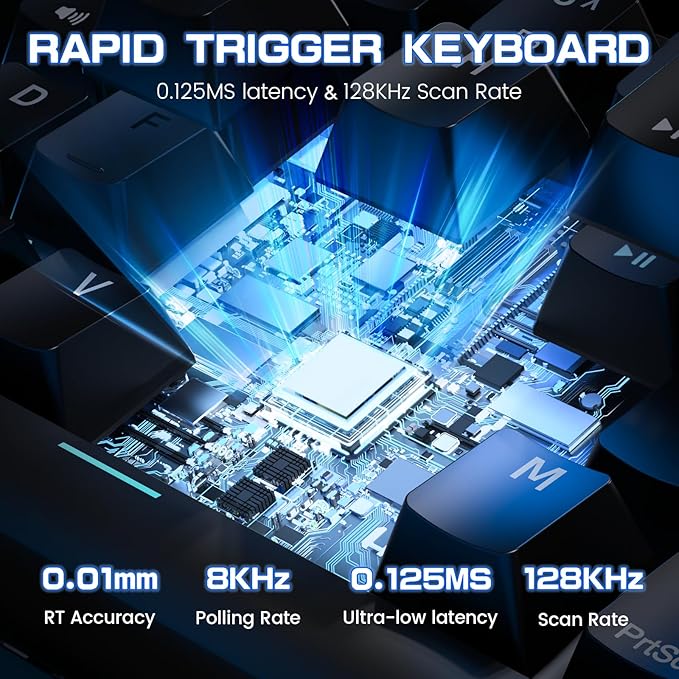 MAGIC-REFINER X68 HE Wired 60% Hall Effect Rapid Trigger Mechanical RGB Gaming Keyboard with 8K Polling,0.04mm RT Accuracy,Magnetic Switch,Adjustable Actuation,Snap Tap for PC Mac Esport Gamer (Black)