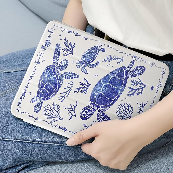 MrARTIST for iPad Air 11 Inch Case M3/M2 - Air 5th/4th Generation 10.9" Cute Women Girls Girly Kawaii Aesthetic Kawaii Design for Apple Air Tablet Cover with Pencil Holder, Turtles