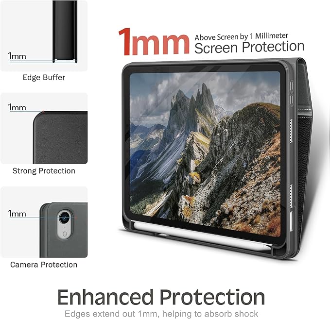KingBlanc for iPad mini 7 (A17 Pro) Case, iPad mini 7th/6th Generation Case (2024/2021 8.3-inch) with Pencil Holder, PU Leather Stand Cover, Auto Sleep/Wake, Multi-Angle for Viewing/Typing, Black