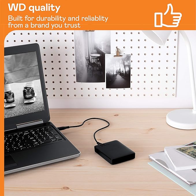 Western Digital WD 1TB Elements Portable External Hard Drive for Windows, USB 3.2 Gen 1/USB 3.0 for PC & Mac, Plug and Play Ready - WDBUZG0010BBK-WESN