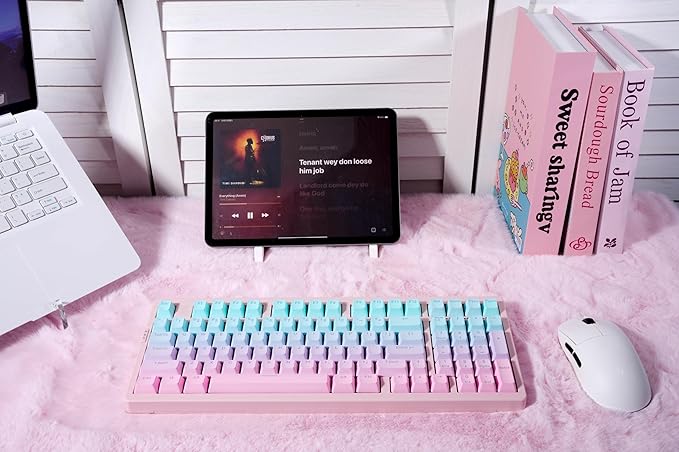 ZORNHER ZH980 Mechanical Keyboard,95% Pink & Blue Creamy Keyboard with Number Pad,Gaming Keyboard Full Size,Shine Through PBT Keycaps,Creamy Sounding Linear Switches