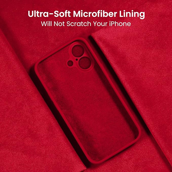 FireNova Designed for iPhone 16 Plus Case, Silicone Upgraded [Camera Protection] Case, Soft Anti-Scratch Microfiber Lining Inside, 6.7 inch, Deep Red