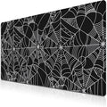 Gaming Mat Black Long Mousepad, Desktop Pad Big Mouse Pads Desk Mouse Pad, Computer Pad Non-Slip Rubber Base Waterproof with Stitched Edges, 35.4" X 15.7" Spider Web