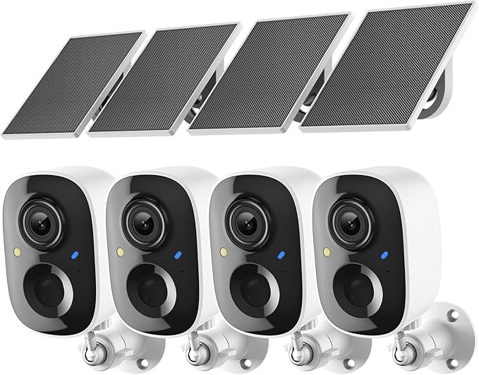 2K FHD Security Camera Wireless Outdoor Cameras for Home Security,AI Human Detection,Instant Alert,Color Night Vision,SD/Cloud Storage,Solar/Battery Powered,2.4G WIFI Only,Spotlight,Siren Alarm,4 Pack