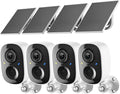2K FHD Security Camera Wireless Outdoor Cameras for Home Security,AI Human Detection,Instant Alert,Color Night Vision,SD/Cloud Storage,Solar/Battery Powered,2.4G WIFI Only,Spotlight,Siren Alarm,4 Pack