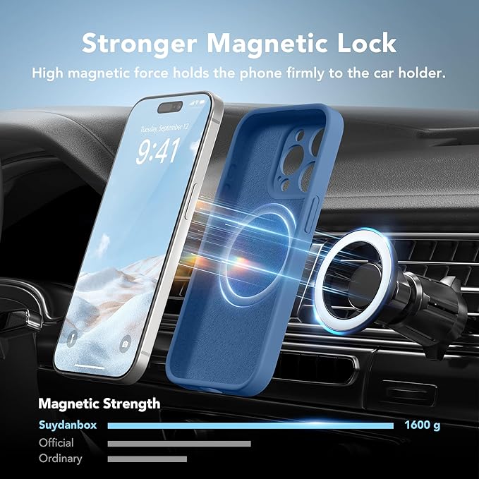 Magnetic for iPhone 13 Pro Case, Compatible with MagSafe, [Full Camera Protection][Screen Protector] Silicone Shockproof Protective Phone Case for iPhone 13 Pro 6.1", Lake Blue