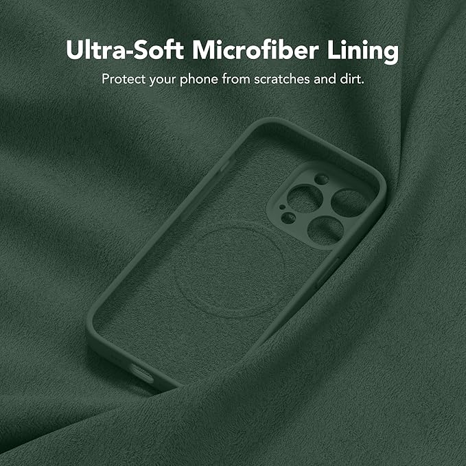 Magnetic for iPhone 14 Pro Case, Compatible with MagSafe, [Full Camera Protection][Screen Protector] Silicone Shockproof Protective Phone Case for iPhone 14 Pro 6.1", Alpine Green