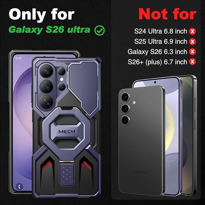 TONGATE for Samsung Galaxy S26 Ultra Case with Magnetic Stand, Compatible with MagSafe [Built-in Camera Cover & Ring Holder][Military-Grade Protection]Anti-Slip Rugged Case for S26 Ultra,Cobalt Violet