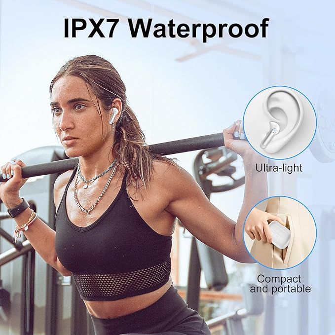 Wireless Earbuds, HiFi Sound Bluetooth 5.3 Headphones with 4 ENC Noise Mic, 56H Playtime Ear Buds with LED Display, USB-C, IPX7 Waterproof Wireless Headphones for Sports Workout