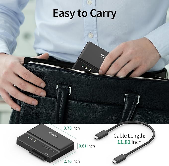 SUIDEK NVMe SSD Enclosure, 10Gbps USB to M.2 and SATA Adapter Tool Free PCIe NVMe External Hard Drive Reader Compatible with M.2(M Key&M+B Key) Any Sizes and 2.5"/3.5" SATA SSD/HDD