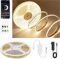 Pandery COB LED Strip Lights Warm White,24V Dimmable led Light Strip KIT with Remote and app Control,3000K 9.84FT/3m 8mm Wide Ra>90 Cuttable Flexible Strip Lights for Bedroom,Wardrobe,Cabinet