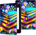 for 7" Kindle Paperwhite 12th Generation 2024/2025 & Kindle Colorsoft Signature Edition Tablet Case, Slim Kickstand Stand Leather Smart Cover with Auto Wake/Sleep, Blue Book Flower
