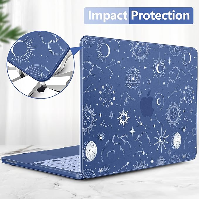 DONGKE for MacBook Neo 13 inch Case 2026 (Model A3404), Artistic Sun Pattern Ultra Slim Frosted Matte Hard Shell, Anti-Scratch & Fingerprint Resistant Cover - Sun & Moon