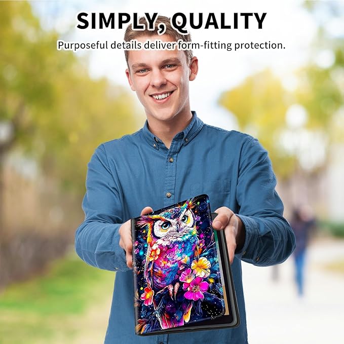 for Amazon Kindle Fire HD 8 (8th/7th/6th Generation, 2018/2017/2016 Release) 8" Tablet Case, Slim Kickstand Stand Leather Smart Cover with Auto Wake/Sleep, Flower Owl
