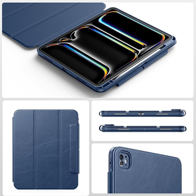 SPARIN Case for iPad Pro 13 inch 2025/2024-M4 M5 with Pencil Holder, Detachable Magnetic Hybrid Protective Case, Portrait/Landscape Stand, Auto Wake/Sleep -Navy Blue