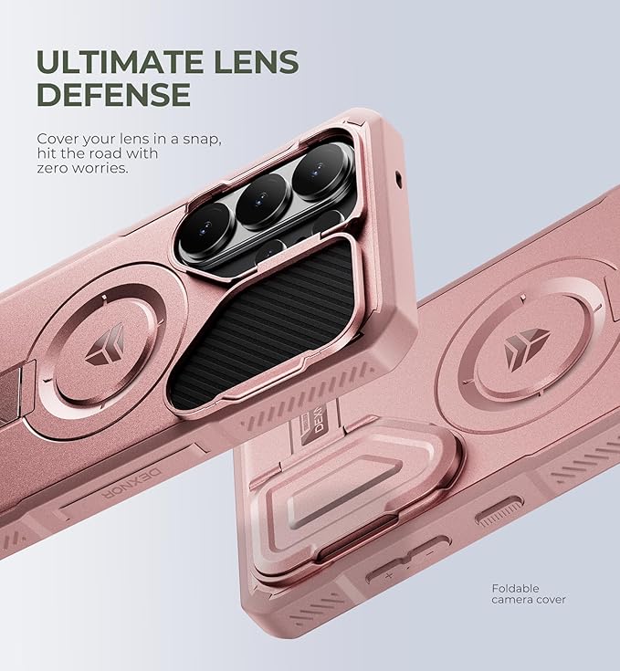 Dexnor for Samsung Galaxy S26 Ultra Case with Camera Cover & Adjustable Kickstand & Screen Protector, Compatible with MagSafe, Rugged Shockproof Bumper Cases Magnetic Protective Cover(2026),Peony Pink