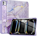 Soke Case for New iPad Pro 11 Inch (M5/M4) 5th Generation 2024-2025 with Pencil Holder - [Shockproof + Apple Pencil Charging + Auto Wake/Sleep], Soft TPU Back Cover for iPad Pro 11", Lilac Marble