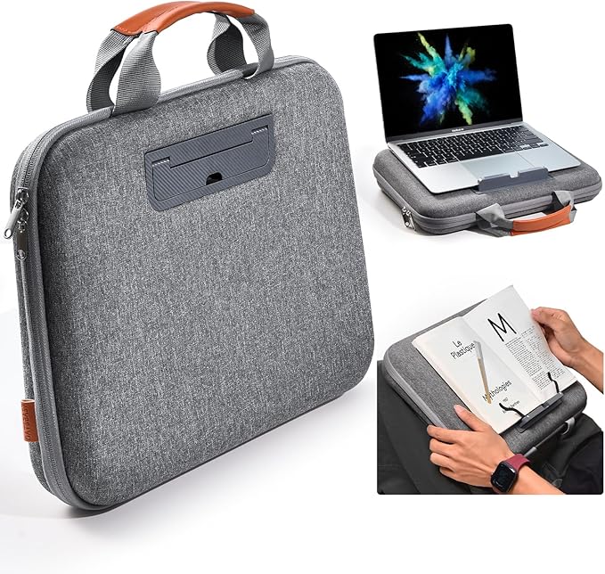 Hard Laptop Case 13 Inch for HP Dell Lenovo ASUS Acer - 2 in 1 Laptop Sleeve & Lap Desk with Stopper and Book Clip, Shockproof Waterproof 14.2 MackBook Pro Case - Gray