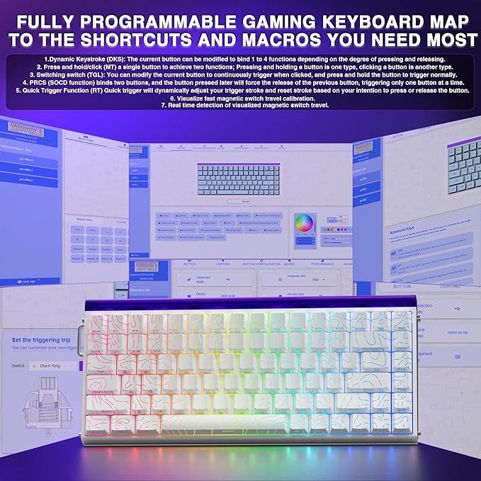 Aula Hero 84 HE - 75% Mechanical Gaming Keyboard, Hall Effect Magnetic Switches Keyboard, 8000Hz Polling Rate, RGB Neon Light Box, Hot-Swappable Side-Printed PBT Keycaps, Gamer Keyboards for PC/Mac