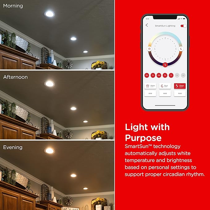 UltraPro Wi-Fi LED Smart Light Bulb, Downlight, 65W Equivalent, RGB, Color Changing, White Select Tunable 2700K - 6500K, Dimmable, 2.4GHz Router Required, Circadian Rhythm, Easy-to-Use App, 51461