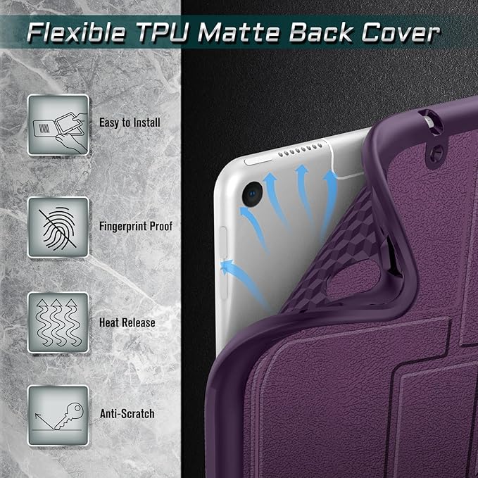 Fintie Magnetic Stand Case for iPad Air 10.5" (3rd Generation) 2019 / iPad Pro 10.5" 2017, Multi-Angle Viewing Rugged Soft TPU Back Cover with Pencil Holder, Auto Wake/Sleep, Purple