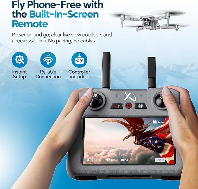 DCX Volo X EZ AI Drones – Drones with Camera for Adults 4k AI-Assisted Flight Control – FAA Approved Drone 4k Camera, 360° Obstacle Avoidance, U.S. Support – Beginner Drone for Adults