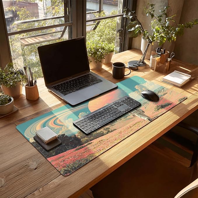 AQQA Dual-Sided Mouse Pad, Large Astronaut Desk Mat, XL Galaxy Gaming Keyboard Mat, Waterproof Big Extended Desk Protector for Home Office, 31.5”x15.7”
