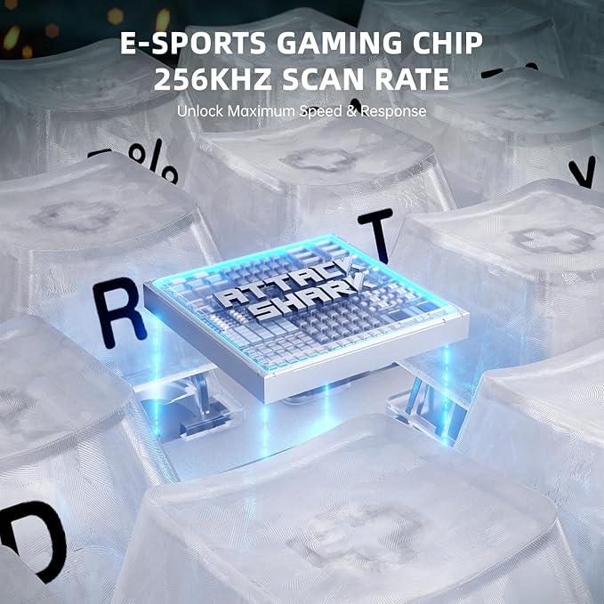 ATTACK SHARK R68HE 60% Wired Rapid Trigger 8K Mechanical RGB Gaming Keyboard with 0.005mm Accuracy,0.08ms Latency,256K Scan,Hall Effect Magnetic Switch,Carbon Fiber+CNC Aluminum Alloy for PC FPS(Ice)