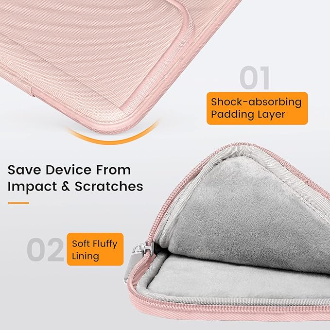 MoKo 9-11 Inch Tablet Sleeve Bag, Fits iPadAir 5/4th 10.9, iPadPro 11 Inch, iPad 9/8th 10.2, iPad 10th 10.9, Tab S8/S9 11",Waterproof Polyester Bag with Double Pockets,Retractable Handle, Pink