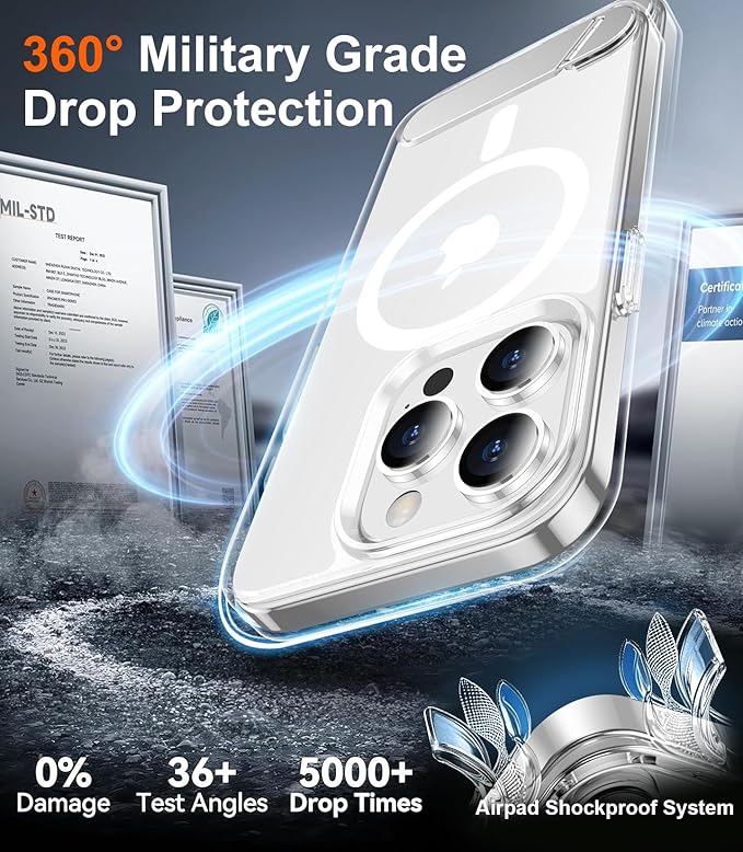 Magnetic Compatible with iPhone 15 Pro Case, [Built-in Invisible Kickstand][Compatible with MagSafe] [Military Grade Shockproof] Slim Thin Phone Case for iPhone 15 Pro 6.1"