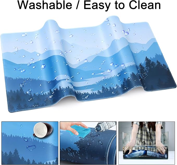 Desk Mat,Large Mouse Pad 35''×15.6'' XXL Extended Gaming Mouse Pad Mat with Non-Slip Base Stitched Eges Mousepad for Computer,Office,Keyboard and Laptop - Vector Mountain
