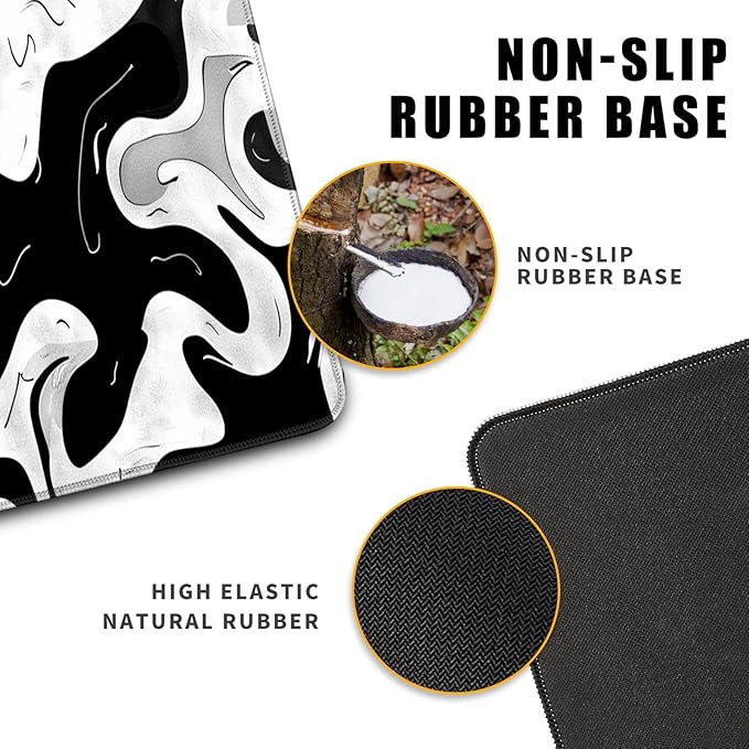 Black and White Desk Mat Mouse Pad XL Big Mousepad Gaming Large Mouse Pad Desk Pad with Stitched Edges Non-Slip Large Computer Mat, 31.5x11.8 in-Flowing Liquid Metal
