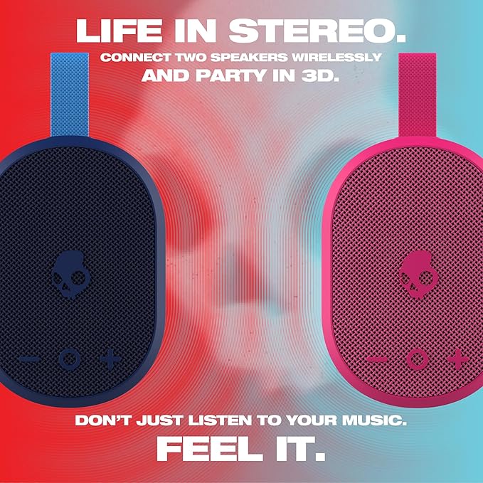 Skullcandy Ounce+ Wireless Bluetooth Speaker - IPX7 Waterproof Mini Portable Speaker with 16 Hour Battery, True Wireless Stereo, and Ballistic Nylon Carry Strap (Navy)