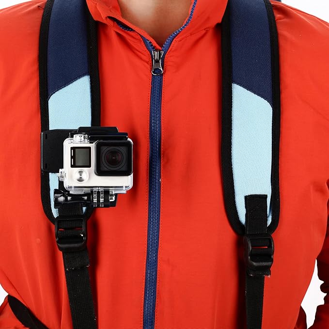 Backpack Strap Mount Quick Clip Mount Compatible with Gopro Hero 13, 12, 11, 10, 9, 8, 7, 6, 5, 4, Session, 3+, 3, 2, 1, Hero (2018), Fusion, Max, DJI Osmo, Xiaomi Yi Action Cameras