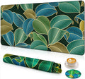 Large Gaming Mouse Pad with Coaster, Desk Matt for Desktop, Desk Pad, Mouse Pads Mat, Stitched Edges Big Extended Mousepad for Computer Keyboard Laptop Office Decor, 31.5'' x15.6''-Leaves 2