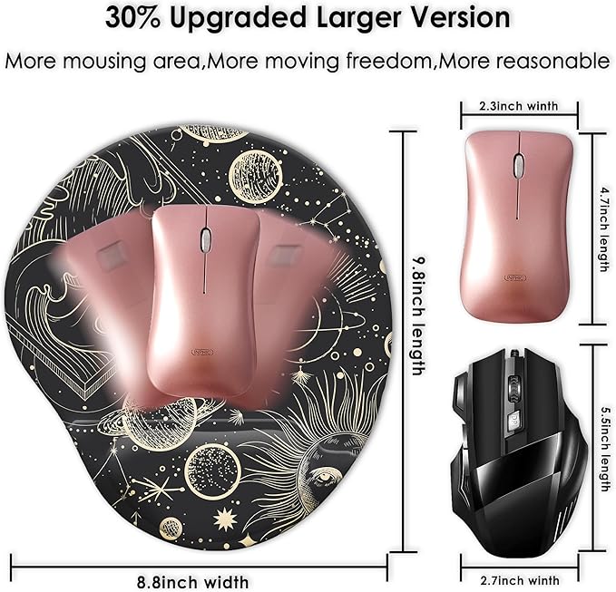 Ergonomic Mouse Pad with Wrist Support,Cute Mouse Pads with Wrist Rest,Comfortable Mouse Pad for Home Office Gaming Work Computers Laptop,Pain Relief with Non-Slip PU Base (Mysterious Galax)