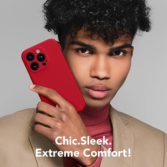 Magnetic for iPhone 13 Pro Max Case, Compatible with MagSafe, [Full Camera Protection][Screen Protector] Silicone Shockproof Protective Phone Case for iPhone 13 Pro Max 6.7", Deep Red