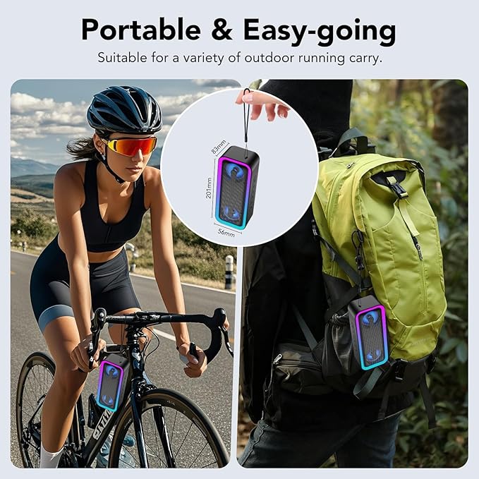 IKT Portable Bluetooth Speaker with Lights x Holidays/World Cup Stuffers, 30W Loud Stereo Sound, Bluetooth5.4, Enhanced Bass,24H Playtime, TWS Pairing, IPX7 Waterproof, Speakersfor Home/Party/Outdoor