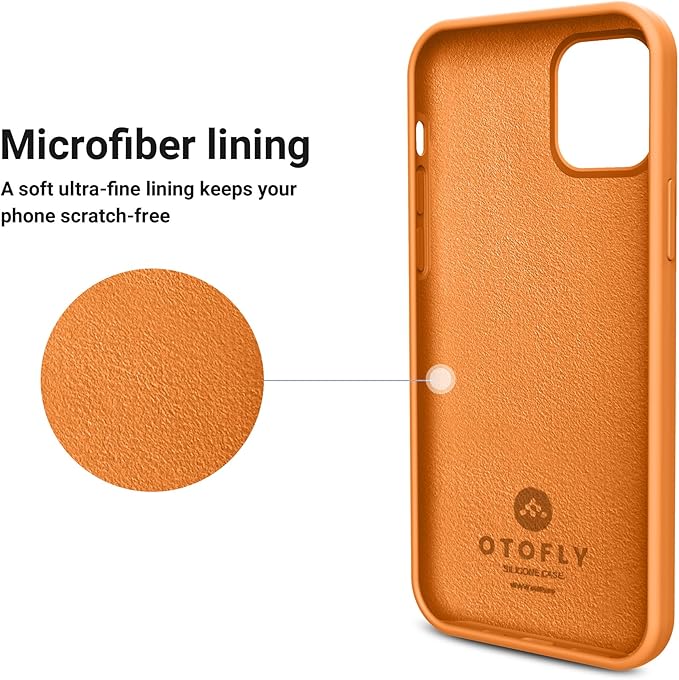 OTOFLY Compatible with iPhone 12 Pro Max Case 6.7 inch(2020),[Silky and Soft Touch Series] Premium Soft Liquid Silicone Rubber Full-Body Protective Bumper Case （Orange）