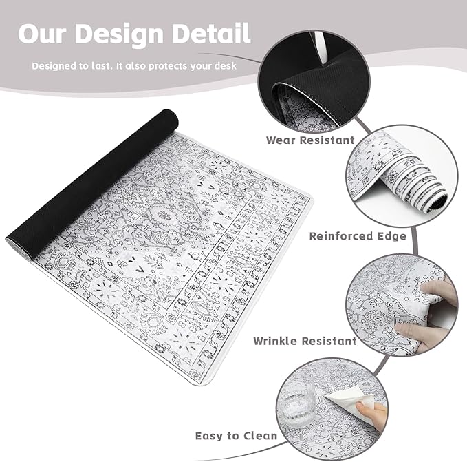 Baziabbo Cute Desk Mat,XXL Extended Large Mouse Pad,Gaming Mousepad with Stitched Edge,Non-Slip Rubber Base Keyboard Desk Pad for Home Office Study Game (Grey)